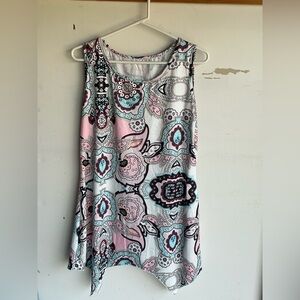 Pink and Blue Sleeveless Top